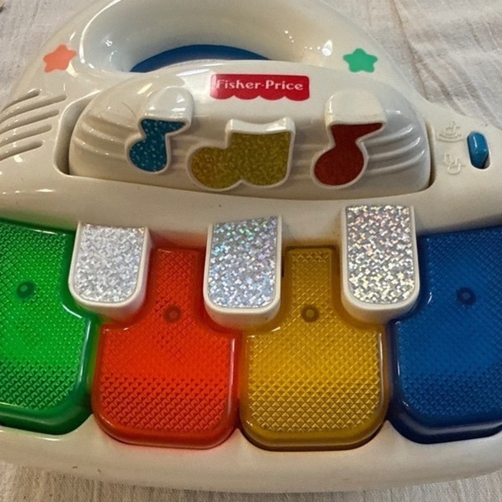 Fisher-Price 1999 Mattel Musical Piano Toddler Light‎ Up Toy 71987 Blue White